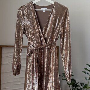 Women's Cara Santana x NINE WEST Sequined Faux Wrap Party Dress Size Medium M
